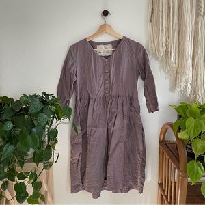notPERFECTLINEN // Long-Sleeved “Mama” Dress //Caffe Mocha (Purple)// S
